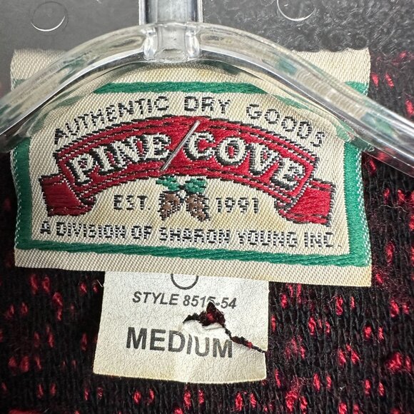 Vtg Pine Cove Boho Vest Adults M Red Black Acrylic Wool Textured Zip-Up Pockets - Picture 5 of 8